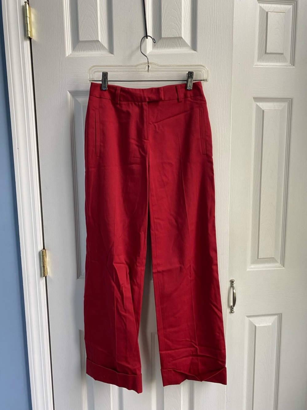 Moda International Red High-Waist Wide Leg Trousers
